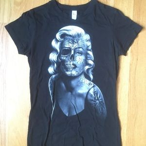 Goth tattoo pinup skull tee
